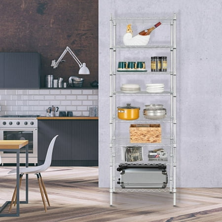 

CoCoCherry 8-Tier Wire Shelving Unit Adjustable Steel Wire Rack Chrome YJ
