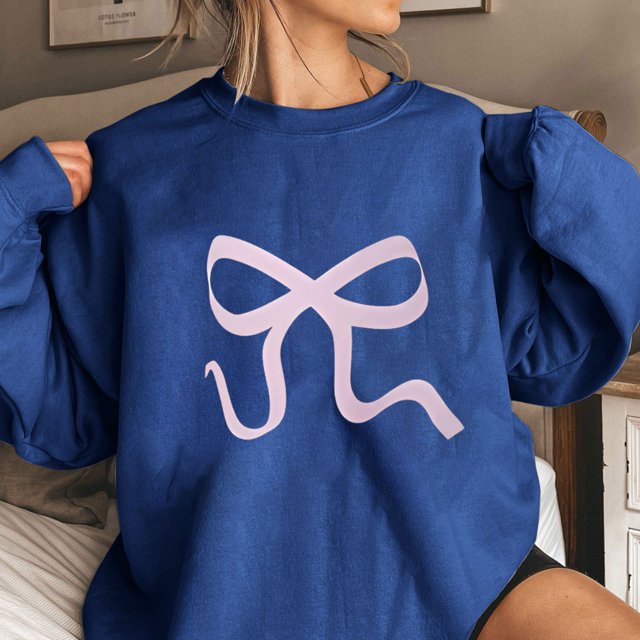 TIMIFIS Chandails en Molleton à Col Rond pour Femmes Mode Printemps Automne Manches Longues Chemises Imprimé Nœud Mignon Pull Tops - Printemps/été