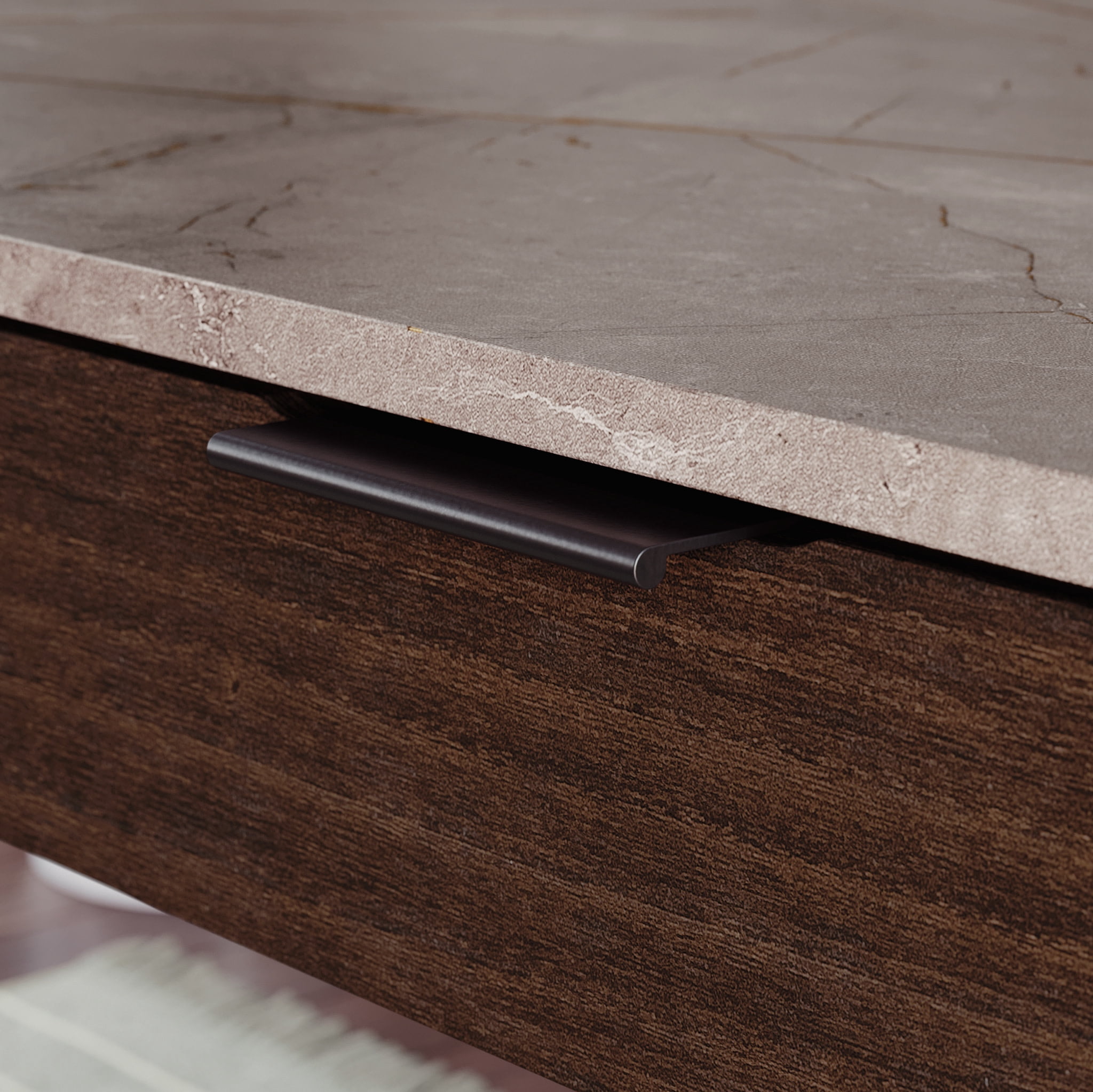 Sauder International Lux L-Shape Desk, Deco Stone Finish