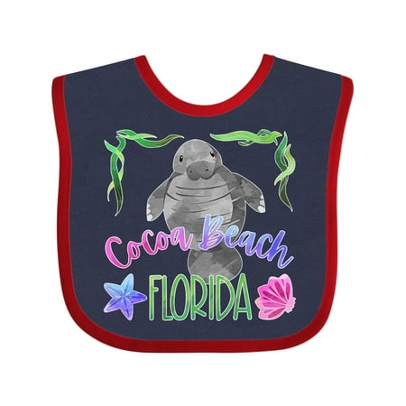 

Inktastic Cocoa Beach Florida Cute Swimming Manatee Gift Baby Boy or Baby Girl Bib