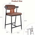 thumbnail image 2 of EDTara 26" Counter Height Bar Stools Set of 2 with Arms, 2PCS Modern Bar Stools Set with Back & Upholstered Wider Seat, Metal Bar Stools with Footrest for Kitchen Island, 2 of 5
