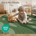 thumbnail image 4 of ODIKA 2'x3' Olive Green Topographic Golf Course Tee Washable Accent Rug Abstract Contour Line With Botanical Leaf Motif Contemporary Wavy for Bedroom, Nursery, RV, Pet Friendly, Bedside Mat, 4 of 7