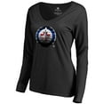 thumbnail image 2 of Women's Black Winnipeg Jets Midnight Mascot Long Sleeve V-Neck T-Shirt, 2 of 3