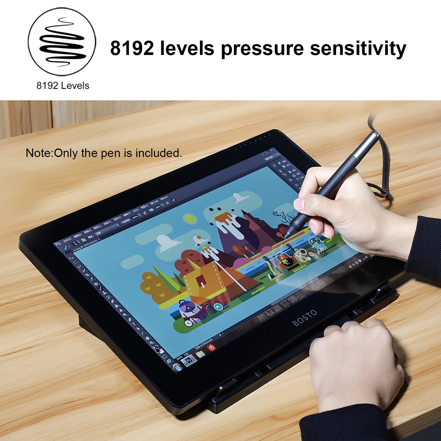 BOSTO Digital Pen 8192 Levels Pressure Battery-Free Stylus Pen