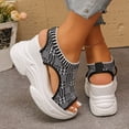 thumbnail image 4 of Rokment Womens Platform Wedge Athletic Mesh Walking Nursing Sandals 2026 Comfortable Knit Lace up Open Toe Chunky High Heels Slip on Summer Shoes Dark Gray Size 8.5, 4 of 6