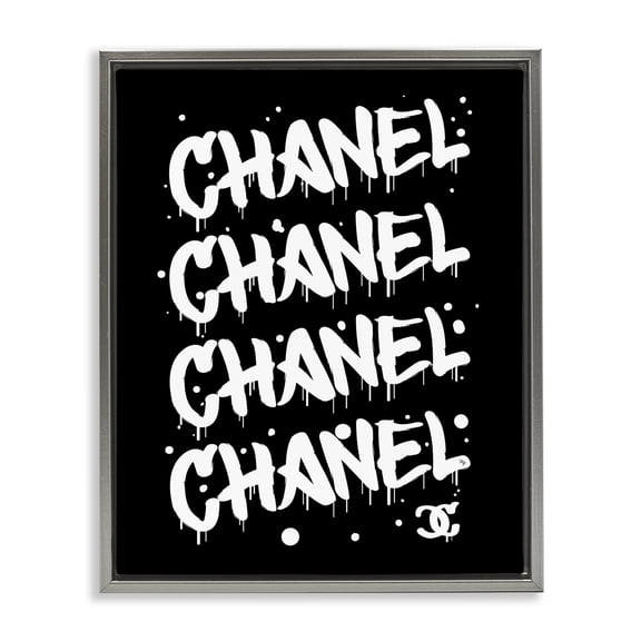 Stupell Industries Contemporary Black & White Glam Graffiti Gray Floating Frame Canvas Art, 17 x 21, by Martina Pavlova