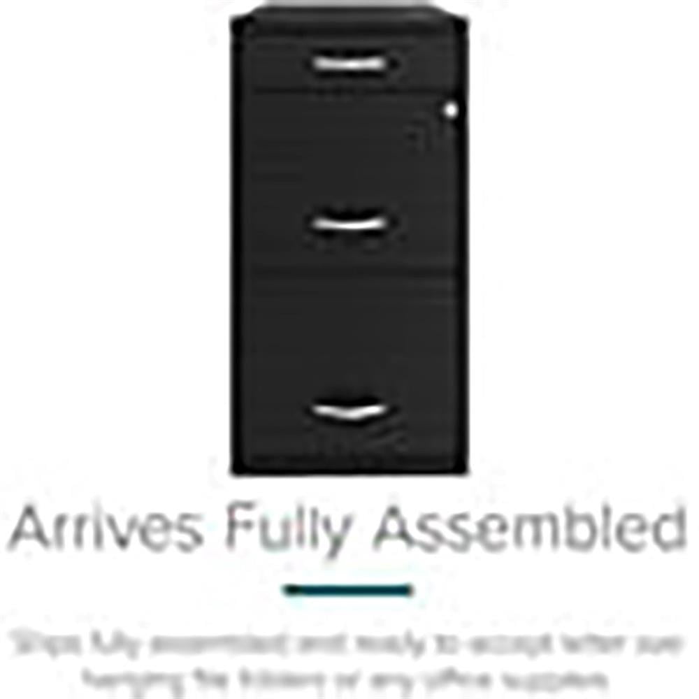 UrbanPro 18" 3-Drawer Modern Metal Organizer Filing Cabinet in Black