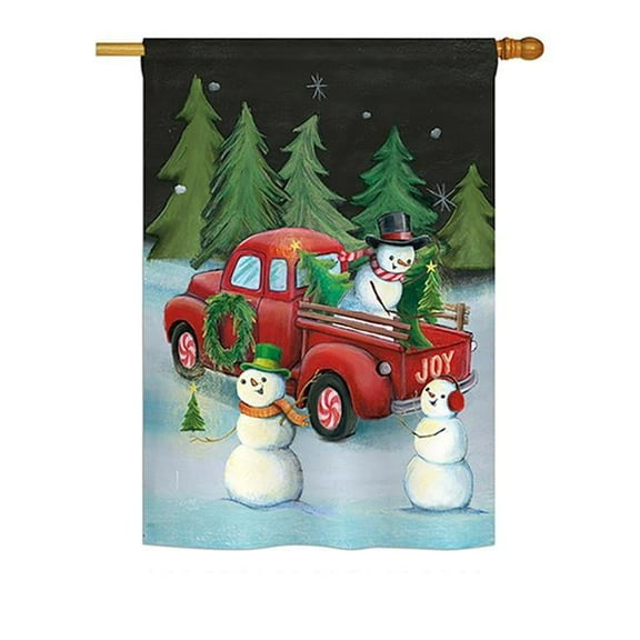 Breeze Decor BD-XM-H-114208-IP-BO-DS02-US Picking Christmas Tree Winter - Seasonal Christmas Impressions Decorative Vertical House Flag - 28 x 40 in.