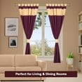 thumbnail image 5 of Handcrafted 4-Piece Blended Raw Silk Curtain - Two-Tone Maroon Gold Tab Top Design, Machine Washable - 43"W x 120"L Panels, Perfect for Living & Dining Rooms, 5 of 6