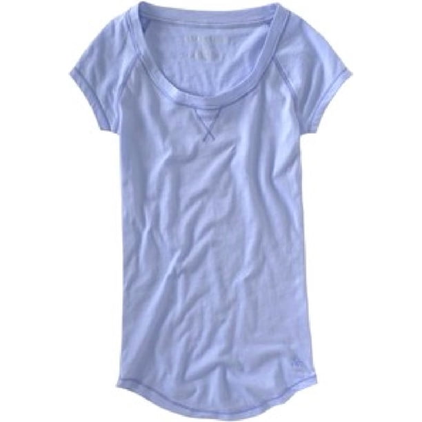 Aeropostale Solid Crew - Camiseta básica para mujer, color morado, pequeña