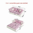 thumbnail image 2 of TICOZE 74.8 Inch Pink Velvet 3-in-1 Convertible Sleeper Tufted Sofa with 2 Pillows, Queen Size Pull Out Sofa Bed for Living Room and Guest Room, 2 of 9