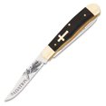 thumbnail image 2 of Salvation Trapper Pocket Knife – Dual Stainless Steel Blades, Laser Etched Artwork, Black Buffalo Horn Handle, Cross Inlay – Christian Gift Ideas - 4” Closed, 2 of 2