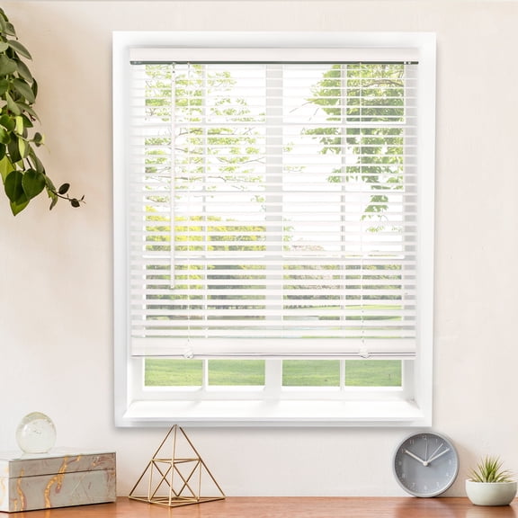 Chicology 22"W x 48"H Cordless Vinyl Mini Blinds 1 in Slats Light Filtering White Easy Install