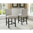 thumbnail image 2 of Biony Tan Fabric Counter Stools (Set of 2) - Nailhead Trim, 24" Height, Espresso Legs, Kitchen/Bar, Linen/Cotton Upholstery, 2 of 6