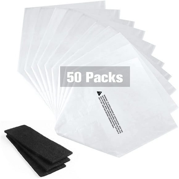 AIR-50 Pack R-obot Litter Bags for Cat Box Robot 4&3 With 3 Pack Filters, Durable Waste Bags Liners Replacement Pan Bin, 9-11 Gallons