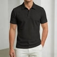 thumbnail image 2 of Men Polo Shirts Short Sleeve Quarter Button Up Tees Shirt Lightweight Black Men's Shirts, 2 of 8