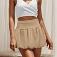 thumbnail image 2 of Women's Double Layer Bubble Hem High Waist Skirt - Solid Color Micro-Stretch Skirt for Casual, Retro, and Vintage-Inspired Fashion,Khaki S, 2 of 5