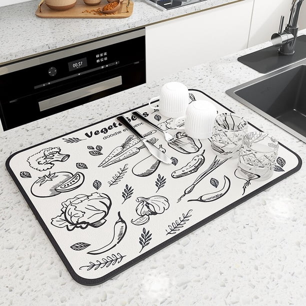Alfombrilla de goma para secado de platos, tapete escurridor superabsorbente, vajilla, alfombras para botellas, almohadilla para escurrir de cocina, individual vajilla