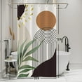 thumbnail image 2 of Black Leaves Shower Curtain Set with Hooks Minimalist Mountain Sunrise Shower Curtains for Bathroom Arch Lines Fabric Waterproof Shower Curtain 72x72inches, 2 of 6