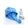 thumbnail image 2 of Womens Microfiber Towel Turban Quick Dry Hair Drying Wrap Shower Cap Button Coral Fleece, 2 of 4
