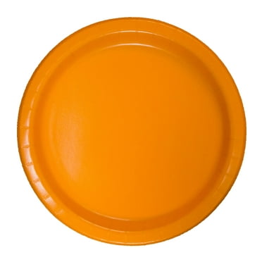 Way to Celebrate! Orange Paper Dessert Plates, 7in, 24ct