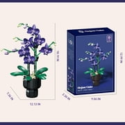 Dyganceuny Purple Orchid Building Blocks Flower Set 666 PCS DIY Artificial Orchid Plant Kit with Pot for Home Office Decor, Botanical Collection Gift for Adults Women