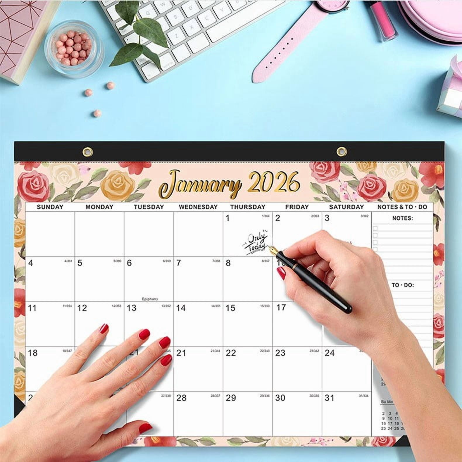 Adorable 2026 Desk Calendar Wall Calendar Jan 2026 to June 2027 18 Month Monthly Planner with Holidays Notes Spiral Bound for Home Office School Organizer Thick Paper