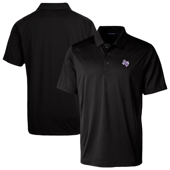 Men's Cutter & Buck Black Stephen F Austin Lumberjacks Prospect Eco Textured Stretch Recycled Polo
