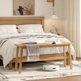 thumbnail image 6 of Solid Wood Dining Bench, 39" Wooden Bench for Entryway, Bedroom, Kitchen & Living Room, with Shoe Rack Storage, Light Brown, 6 of 7