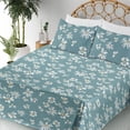 thumbnail image 3 of Ambesonne Floral Fitted & Flat Sheet with Shams 4 Pcs Set, Daisies Botanical Vintage, Full, Pastel Brown and Pale Teal, 3 of 5
