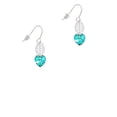 thumbnail image 2 of Delight Jewelry Teal Crystal Heart Silvertone Leaf French Earrings, 2 of 5