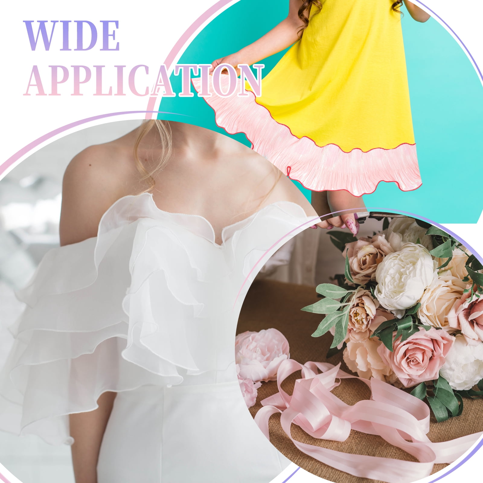Ruffle Pleated Chiffon Trim, 25 Yards Retro Organza Fabric Trim Tulle Decorative Ruffle Lace Border for DIY Sewing Dress Bag Costume Trimming Craft Cake Decor, Sapphire Blue