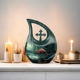 thumbnail image 6 of MUKTIVE Flamingo Funeral Urns for Adult Ashes Women (1 Large 10 ", 4 Keepsake 3 "), Burial Urn for Adult Male for Cremation & Memorial, Green Combo Sets Urn for Human Remains, 6 of 7