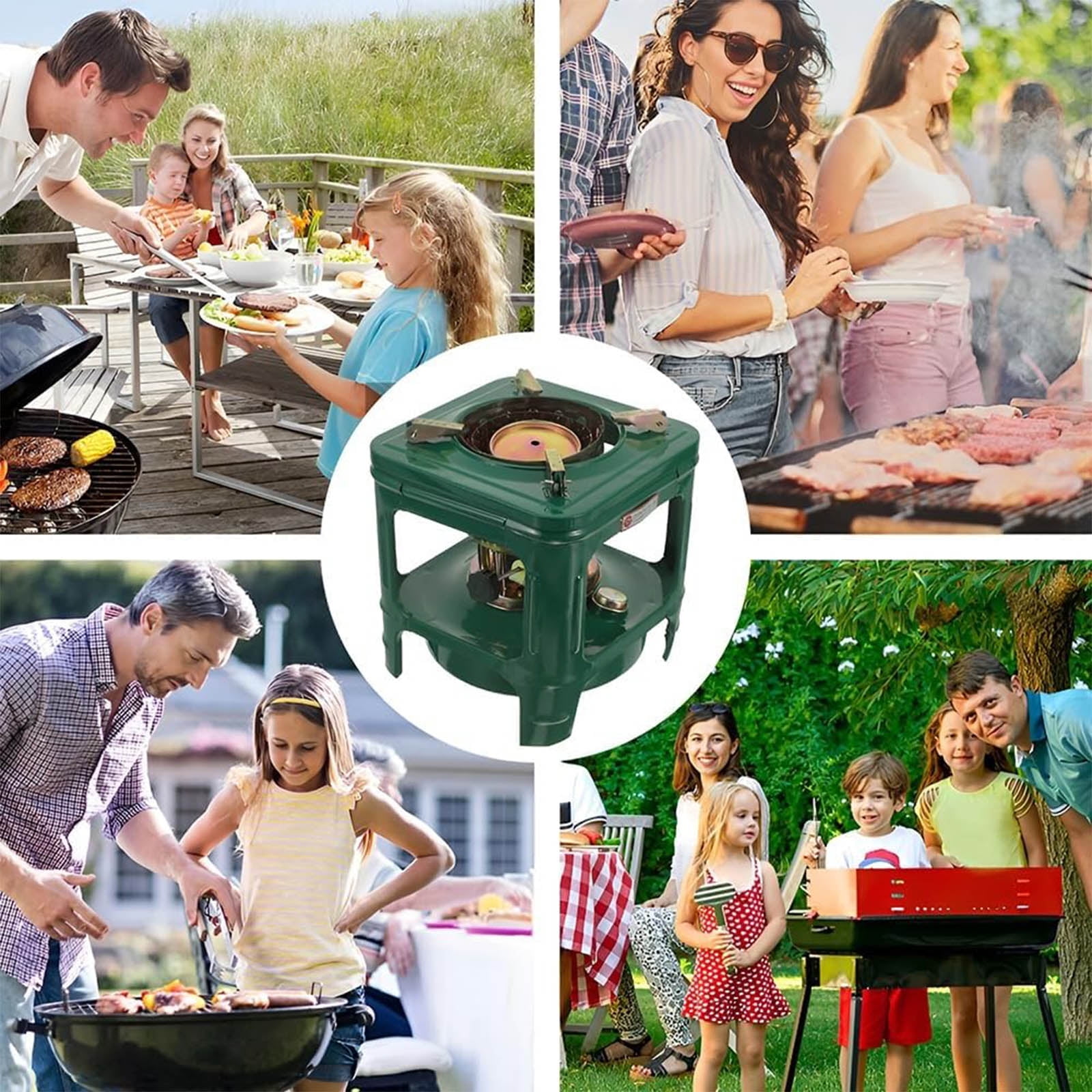 Picnic Burner Furnace, 8-Wick Portable Camping Oil Stove, Outdoor Diesell Cooking Stove, Portable Kerosene Diesel Alcohol Stove, Adventure Cookware Burner for Backpacking Hiking Adventure (Green)