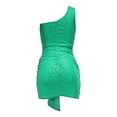 thumbnail image 5 of Women's Off Shoulder Dress Womens Green Sequin Dress Carnival Dress Women Holiday Dresses, 5 of 6