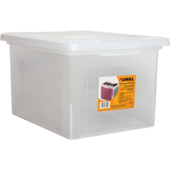Lorell, LLR68925, Letter/Legal Plastic File Box, 1 Each, Clear