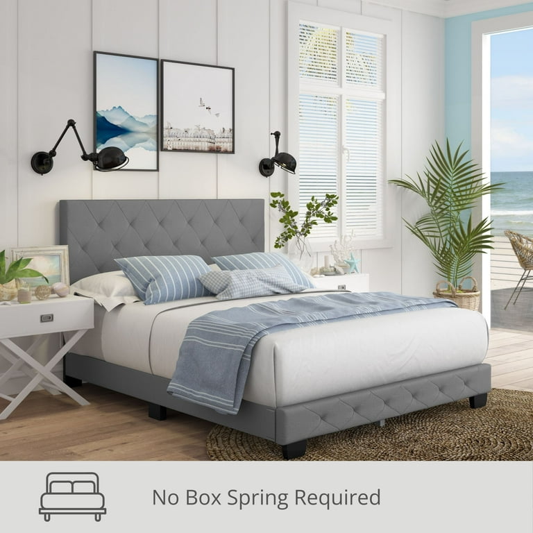 李ページ Boyd Sleep Chloe Blue Linen Full Size Fully Upholstered