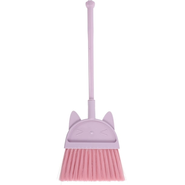 Mini escoba infantil para el hogar con diseño de gato de dibujos animados. Escoba de limpieza adorable.