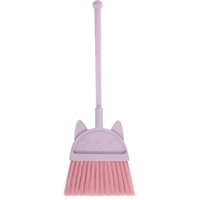 Mini escoba infantil para el hogar con diseño de gato de dibujos animados. Escoba de limpieza adorable.