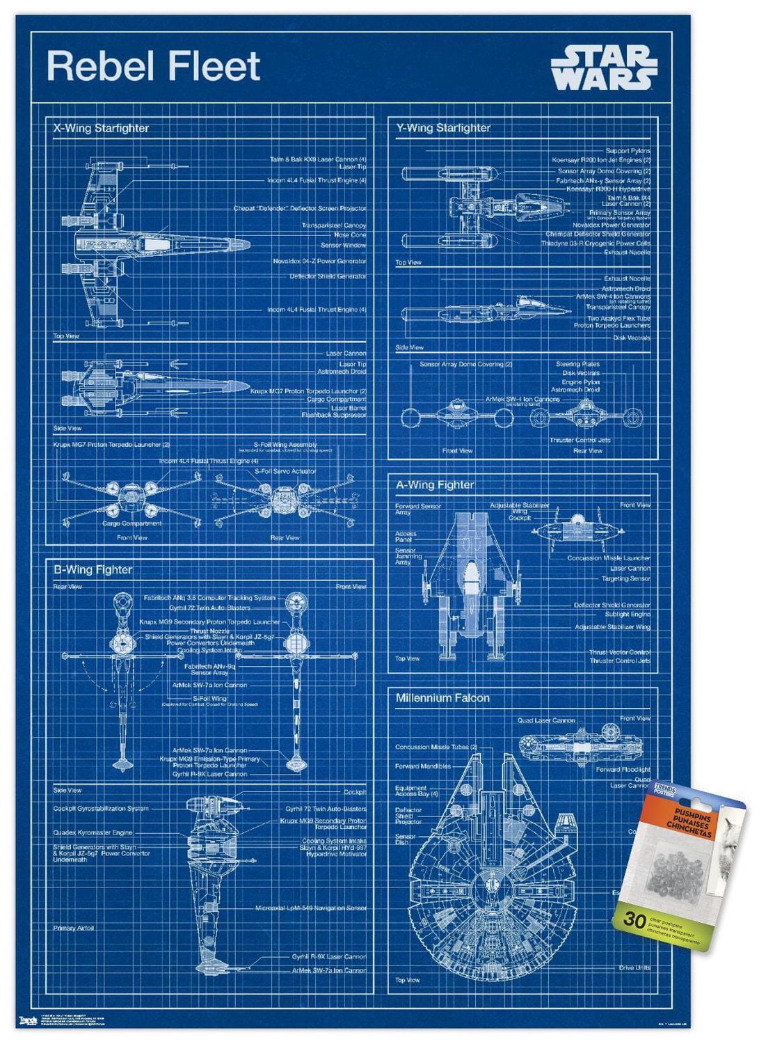 Star Wars: Saga - Rebel Blueprint Wall Poster, 22.375" x 34"