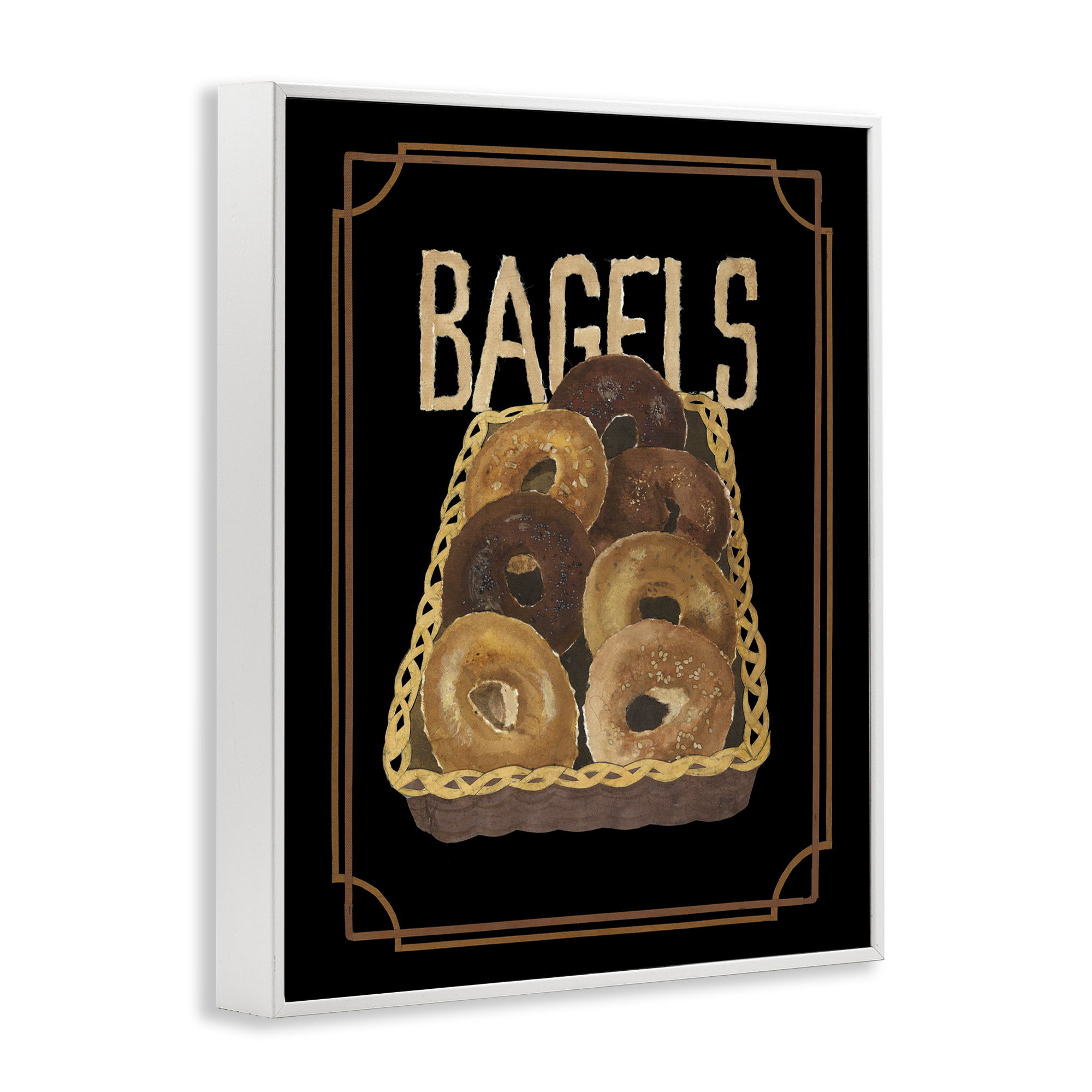 Stupell Industries Basket Of Bagels Food & Beverage Painting White Framed Art Print Wall Art, 11 x 14