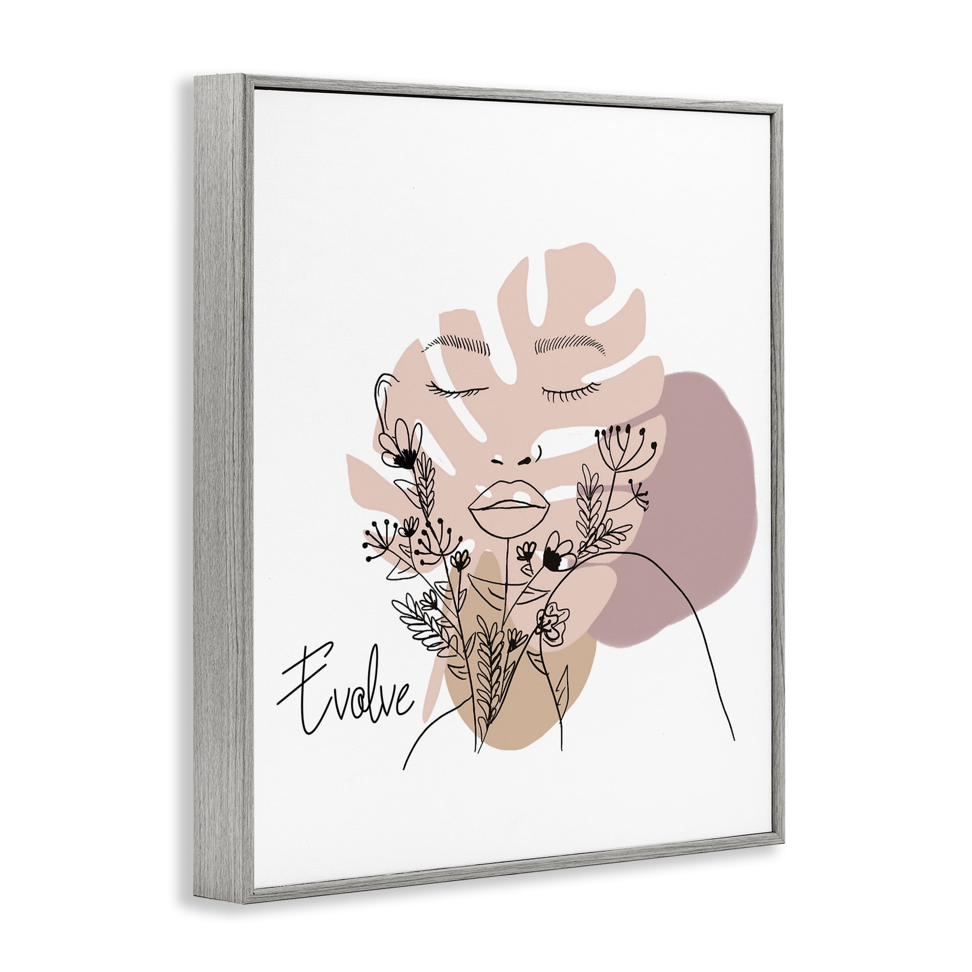 Stupell Industries Evolve Boho Portrait Typography Painting Gray Framed Art Print Wall Art, 11 x 14
