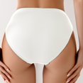 thumbnail image 4 of yueewhu Women Mid Waist Bikini Bottoms - V Cut Bathing Suit Bottoms Twist Front Swimsuit Bottoms Ruched Swimwear 2026 (White, L), 4 of 5