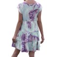 thumbnail image 6 of Uhndy Women's Tie Dye Print V Neck Short Sleeve Ruffle Hem Pleated Mini Dress, Ruffle Pleated Skirt, Women Short Sleeve Mini Dress, Tie Dye Dress S-1-2XL, 6 of 6