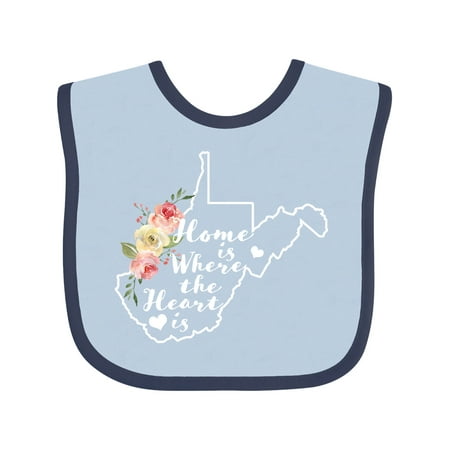

Inktastic West Virginia Home is Where The Heart is with Watercolor Floral Gift Baby Girl Bib