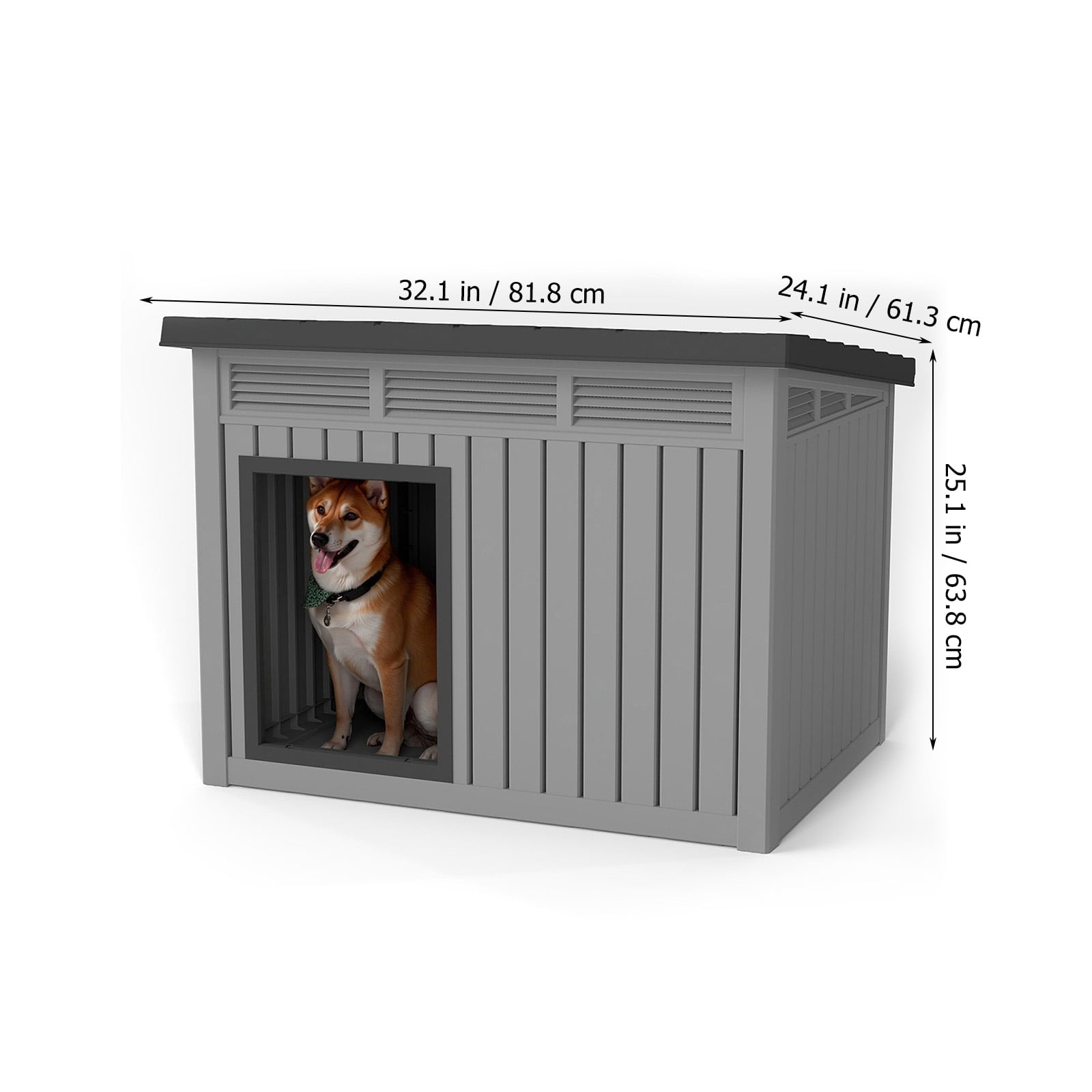 Dog House for Both Indoor and Outdoor with Weatherproof Roof Removable Floors for Medium to Large Dogs Interior Space (Black, Medium(32.2 * 25.12 * 24.13in)