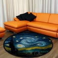 thumbnail image 4 of Coolnut Round Rugs for Living Room, Van Gogh'S Starry Night Reimag Non-Slip Coral Velvet Long Runner Rugs, Washable Water Absorbent Mat Carpet for Bedroom Kitchen Kids Room, 4 of 6