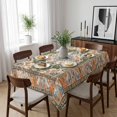 thumbnail image 6 of Boho Table Cloth Waterproof Tablecloths, Green Brown Ethnic Tribe Abstract Vintage Western Tablecloth Dining Table Cover for Kitchen Party Tabletop Outdoor, Rectangle Tablecloth 60x84 Inch, 6 of 9