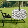 thumbnail image 7 of Coolnut 60" Grey Stripe Outdoor Round Tablecloth, Waterproof Stain-Resistant Non-Slip Circular Tablecloth with Umbrella Hole and Zipper for Tabletop Backyard Party BBQ Decor, 7 of 7