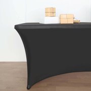 Efavormart 8FT Black Open Back Stretch Spandex Table Cover, Rectangular Fitted Tablecloth
